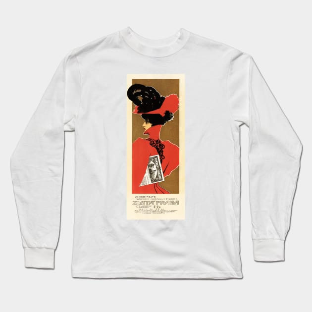 ZLATA PRAHA (Golden Prague) 1898 Czechoslovakia Poster Art by Viktor Oliva Long Sleeve T-Shirt by vintageposters